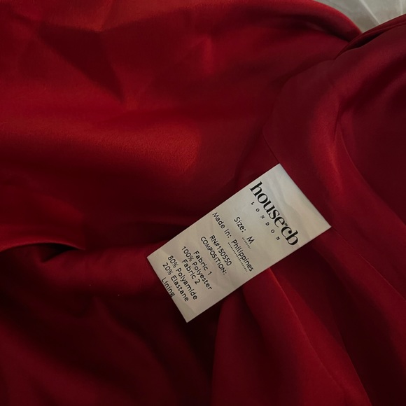 HOUSE OF CB 'Lulu' Red Asymmetric Drape Midi Corset Dress - Picture 8 of 10